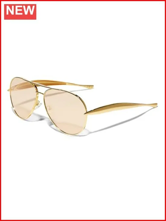 Retro Oversized Aviator Sunglasses, Metal Frame UV Protection