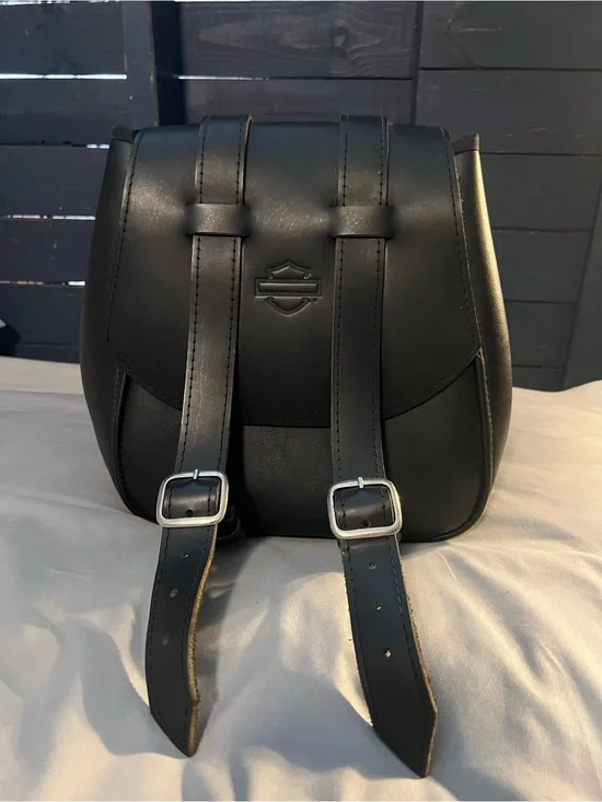 Genuine HD Sissy Bar Travel Bag Luggage Backrest. Black Bar & Shield.
