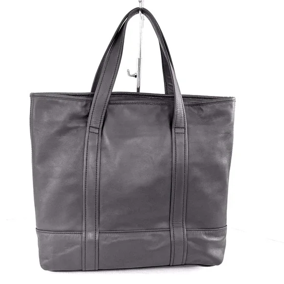 Coach Market Tote Book Tote Large Black Excellent Vtg Leather Travel L9S-9401