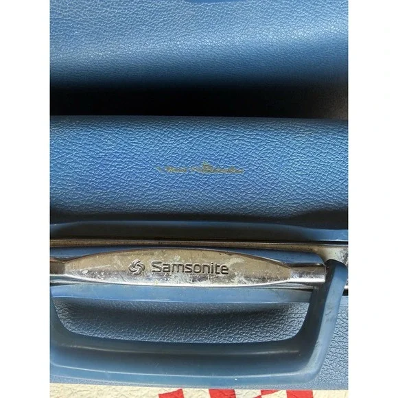 Vintage Samsonite Blue Hard Shell Suitcase Set 2 Piece Luggage Mid Century Retro