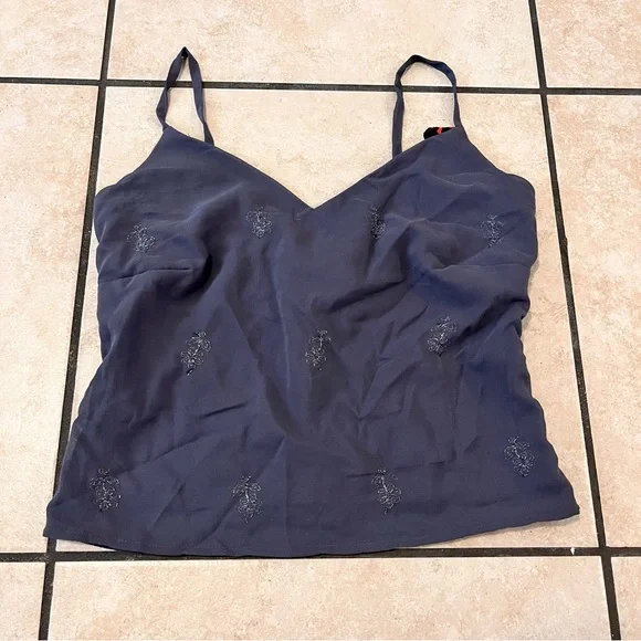 Vintage Y2K Women’s‎ S Embroidered Camisole Tank Top Gray