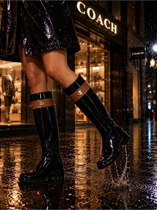 Coach Talia Knee High Rubber Rain Boots. Coach