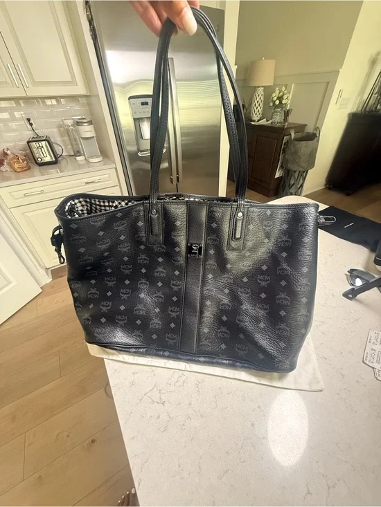 MCM Black Visetos Large Tote Bag | Shopper Shoulder Bag
