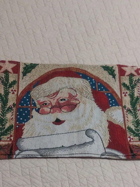 Set Of 4 Vintage Santa Tapestry Holiday Placemats - Red, White, Blue, Green