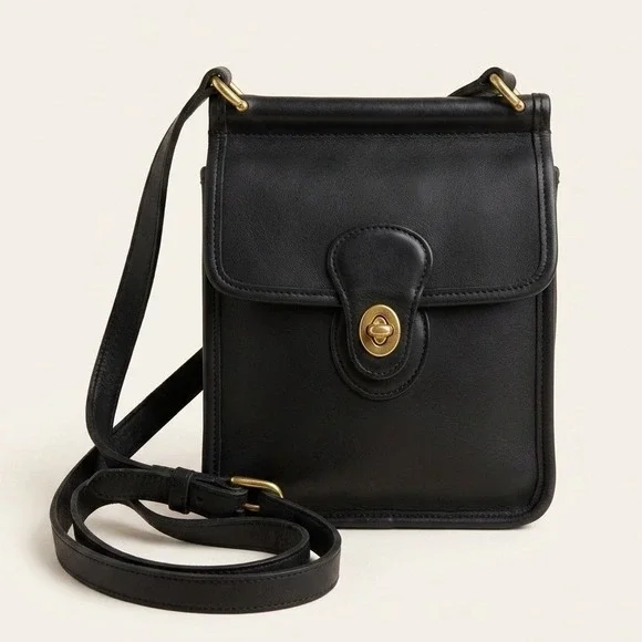 Vtg Coach Murphy Blk‎ Leather Bag Crossbody Turnlock Brass Classic 9930 Mini