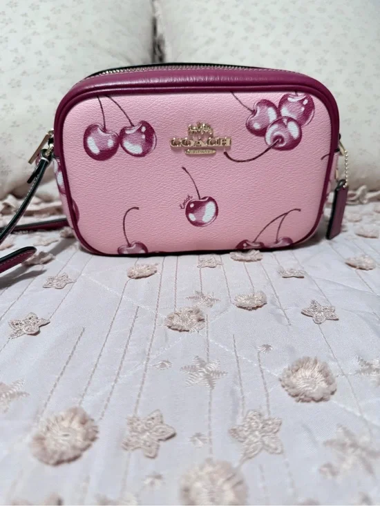Coach Pink Cherry Print Crossbody in Blush and Berry