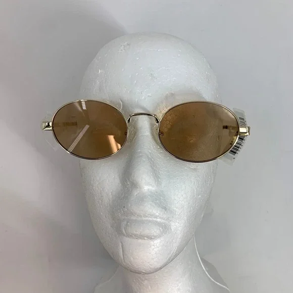 Le Specs Poseidon Deux Gold Oval Sunglasses Medium Designer Fashion‎