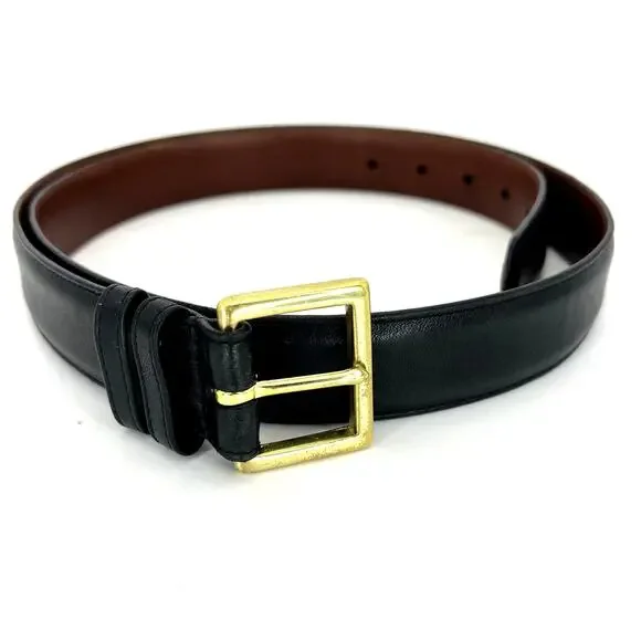 Coach 7600 Genuine Leather Belt Brass Gold Buckle Black Women's 40