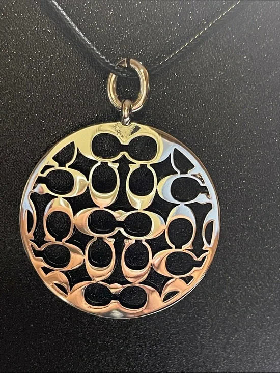 Coach Silver-Tone C Logo Cutout Pendant Necklace - Women Jewelry