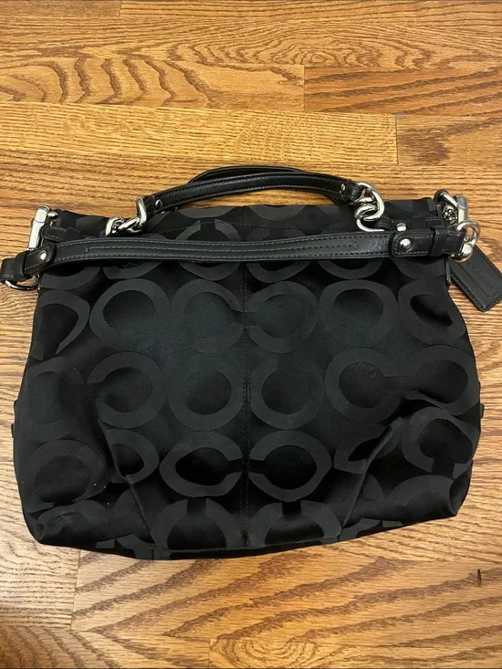 Coach Brooke Signature Canvas Hobo Shoulder Handbag Black no. 14147 COA