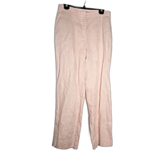 ZARA Powder Pink Blush Linen Slacks Size L