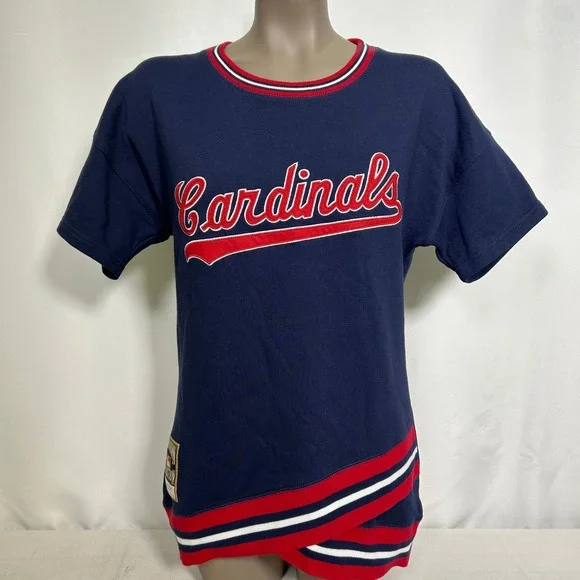 St Louis Cardinals MLB Mitchell & Ness Blue Cooperstown T-Shirt Women's SMALL