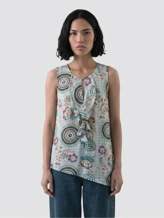 DR2 Asymmetrical hem blouse sleeveless‎ Y2K Whimsigoth bohemian