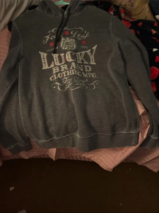 Lucky Brand Gray Graphic Pullover Hoodie