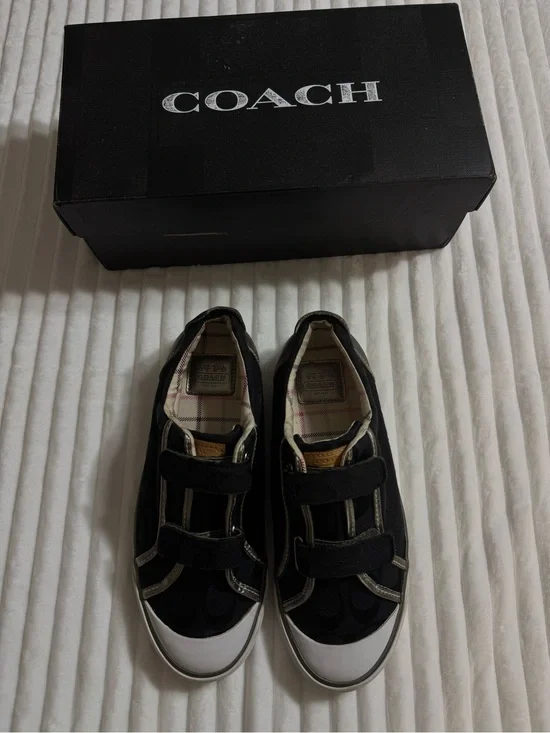 Coach Britt Black and Gold Logo Sneakers