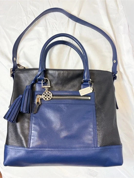 Coach Legacy Leather Rory Satchel Navy Black Colorblock 19902