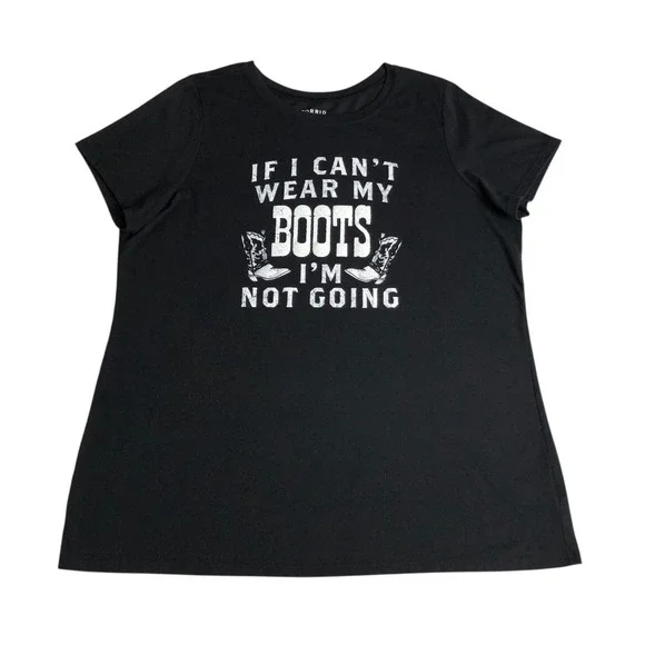 Torrid Classic Fit Top Womens 2X Black If I Cant Wear My Boots Not Going Graphic