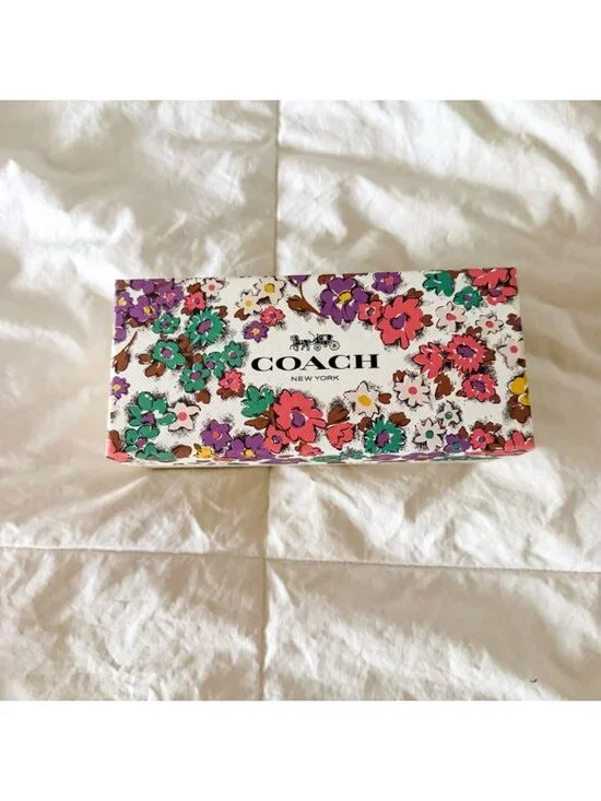 NWOT Coach Black Hard Eyeglass Sunglasses Case w/ Floral Gift Box