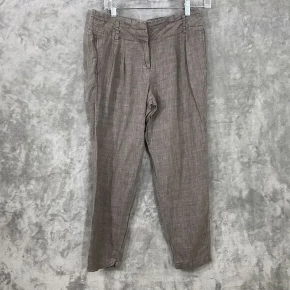 Zara Basic Flax Trouser pants women’s size M Gray Pockets