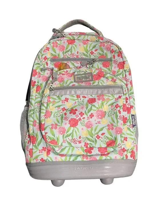 J World Sundance Laptop Rolling Backpack Floral School Work Travel Vacation