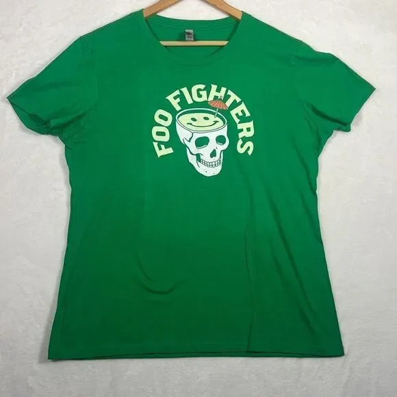 Foo Fighters tiki drink skull happy face band concert merch T-shirt‎ women XXL