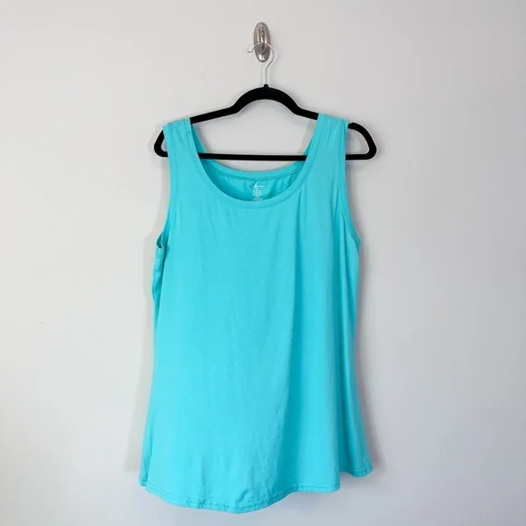 Ashley Stewart Light Teal Scoop Neck Tank Top
