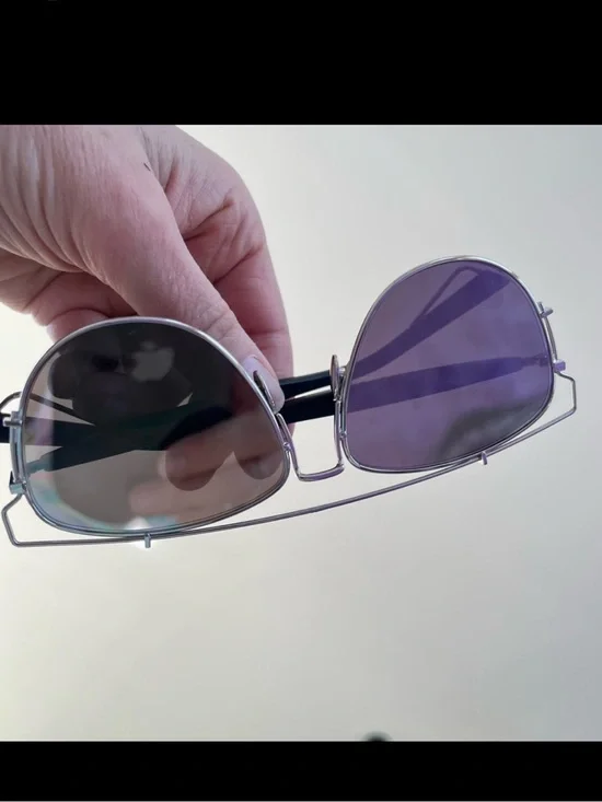 Dior Women's Sunglasses with Purple Lenses and Silver Metal Frame