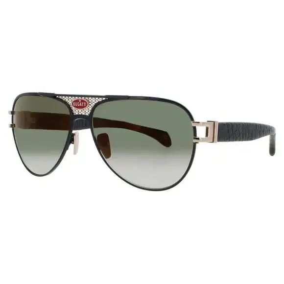 NWT Bugatti 11-BK/WG Black White 63mm Sunglasses