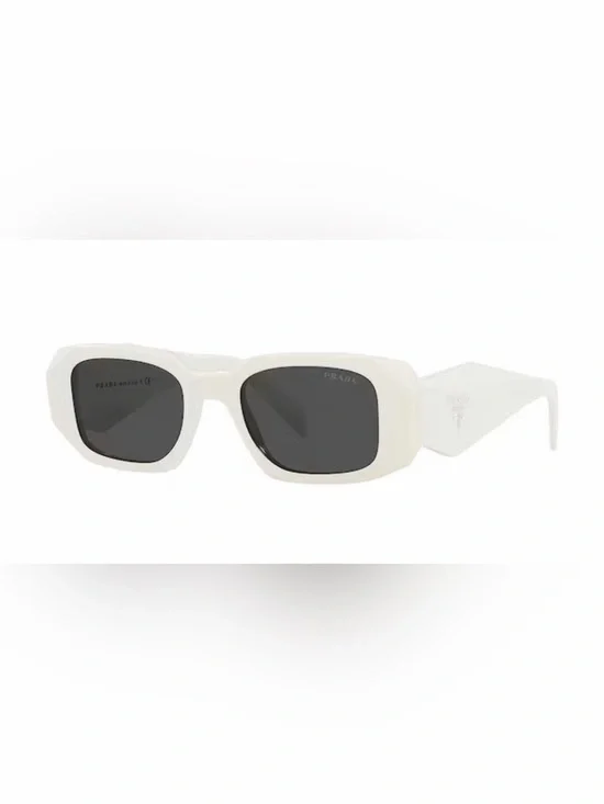 Prada Scultoreo Narrow Sunglasses in White & Dark Grey