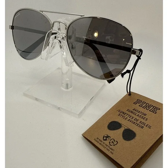 Victoria Secret Authentic PINK Sunglasses Silver Metal Aviator Sunglasses NWT