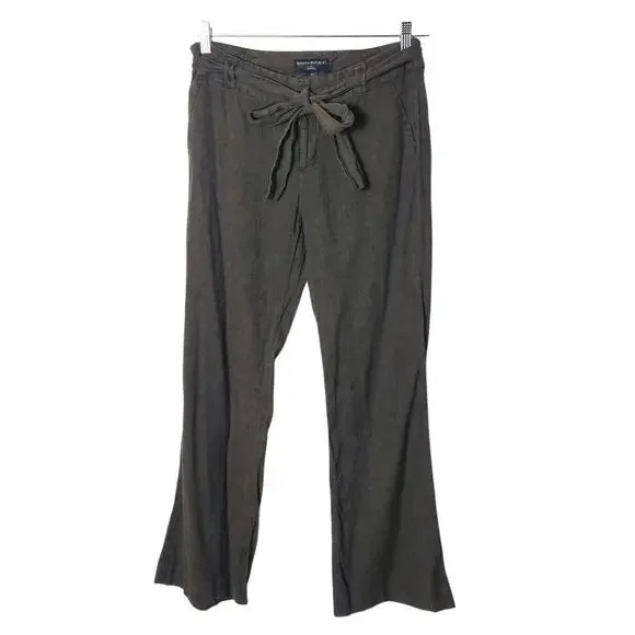 Banana Republic Y2K Low Rise Linen Cotton Flared Brown Beach Pants 8 Petite