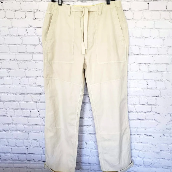 BANANA REPUBLIC Relaxed Fit Rolled Cuff Mid Rise Cotton Linen Pants--NWT--32 L