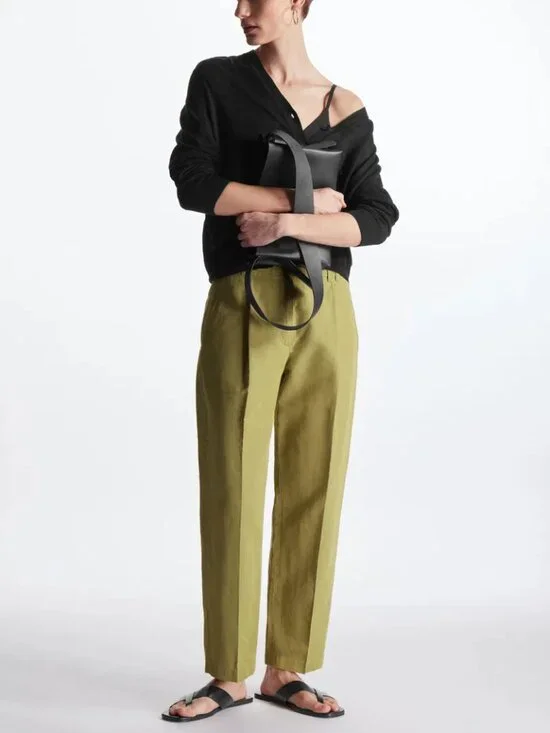 COS Pleated Linen Trousers Size EUR 38