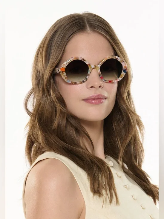 KREWE Round Multicolor Floral Acetate Sunglasses with Gradient Lenses PR10-1004