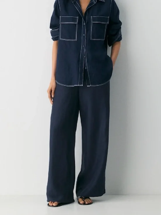 Aritzia Linen Pant - Admiral