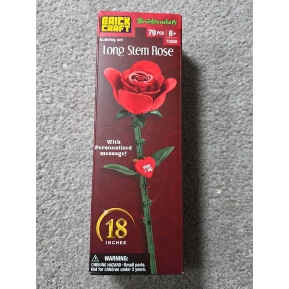 Brick Craft Bricktanicals Building Set 72626 Long Stem Red Rose -79 Pieces New