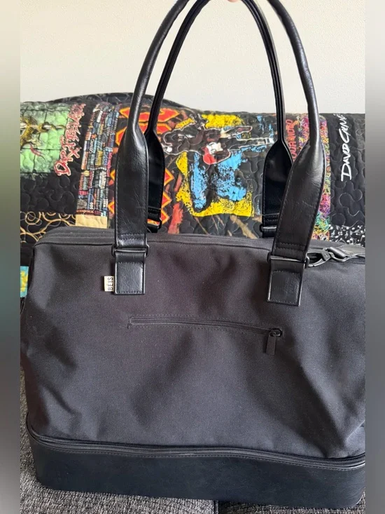 BEIS The Mini Weekender Bag Black Personal Carry On Tote Travel