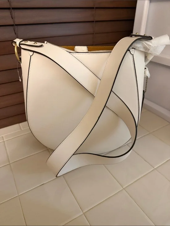 Coach Cream Crossbody Saddle Bag with Wide Strap