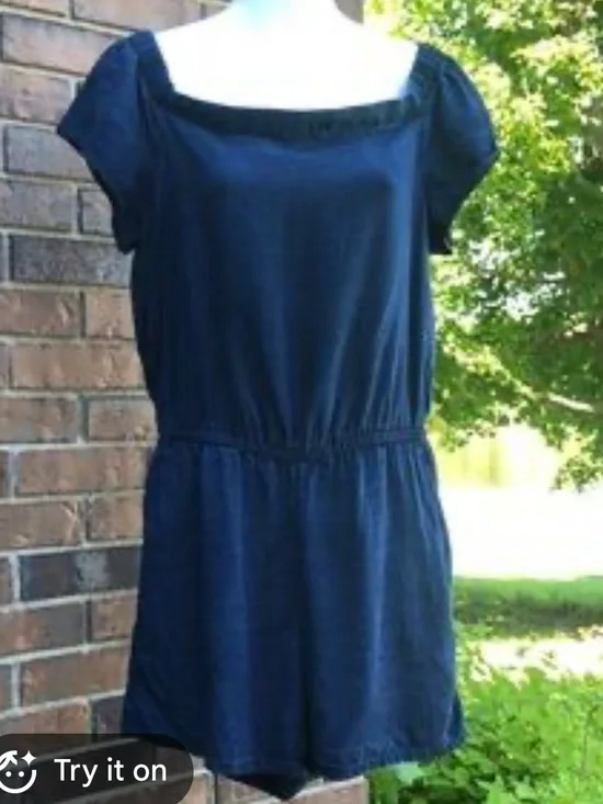 Banana Republic Navy Short Sleeve/off the shoulder Romper