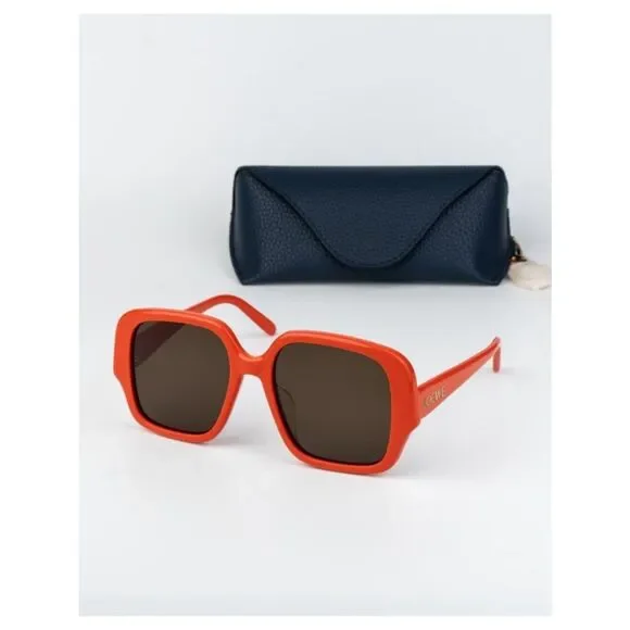 Loewe Women Sunglasses Orange Brown Square LW40134U 42E NEW AUTHENTIC
