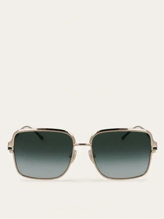 New Salvatore Ferragamo SF317S 750 Gold Frame Sunglasses with Dark Green Lenses