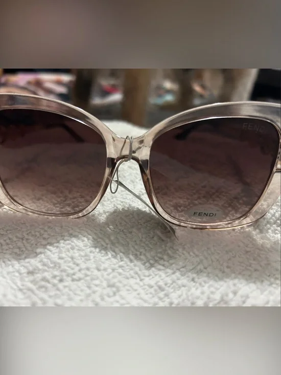 Fendi Transparent Blush Square Sunglasses with Pink Lenses
