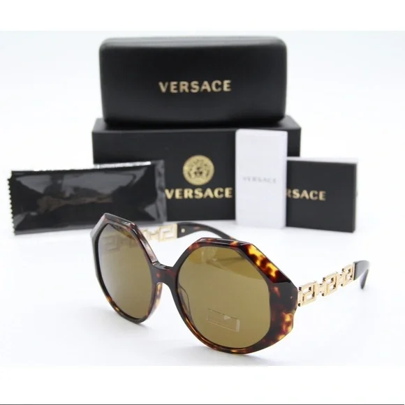 NEW VERSACE VE4395 108/73 WOMEN’S OVERSIZED SUNGLASSES MOD 4395 HAVANA BROWN