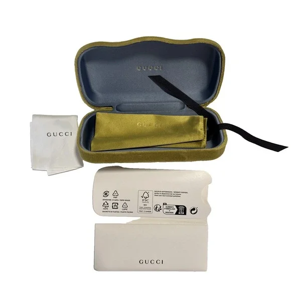 Gucci Sunglasses Case Green Velvet Clamshell Small Case Cloth Authentic NEW