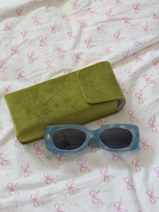 Crap Eyewear Blue Marble Rectangular Sunglasses