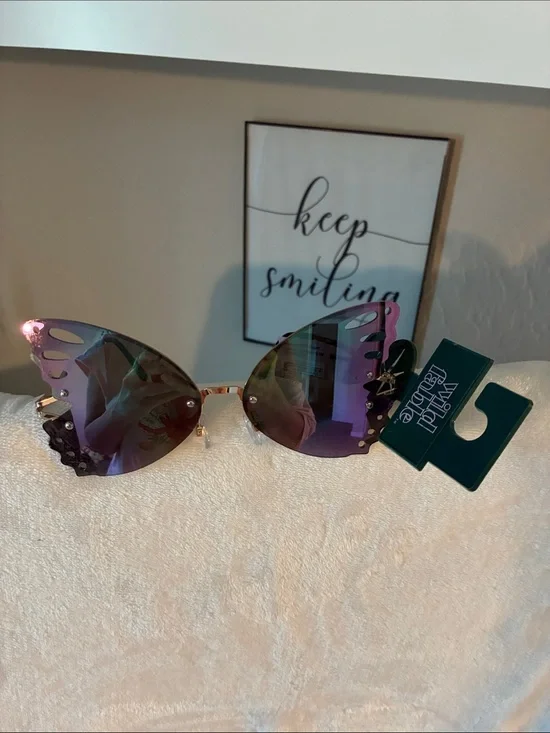 wild fable Butterfly Rimless Sunglasses - Purple Mirror