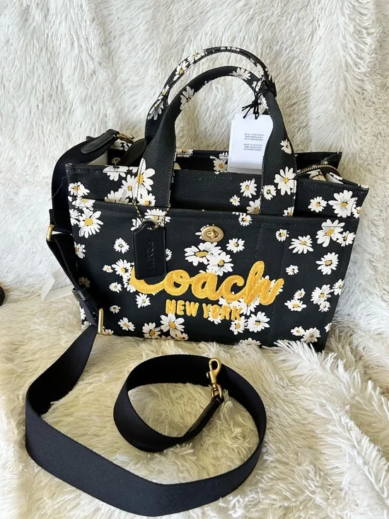 Coach Black Daisy Canvas Tote