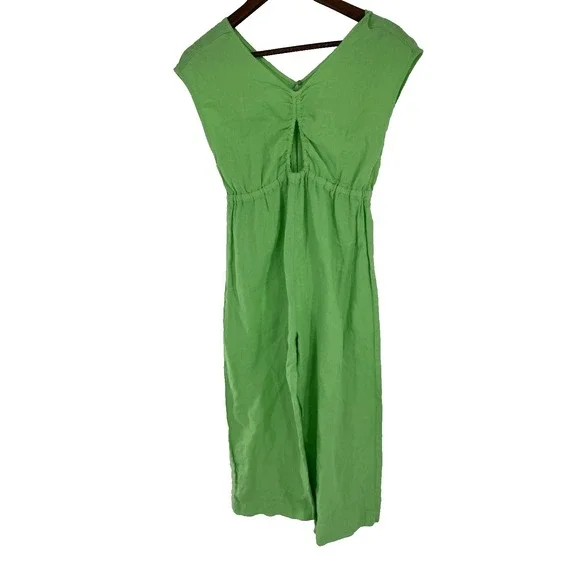 ZARA Lime Green 100%‎ Linen Jumpsuit 11-12