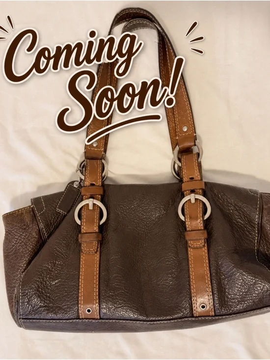Y2K Vintage Coach Chelsea Pebbled Leather Buckle Shoulder Bag Brown British Tan