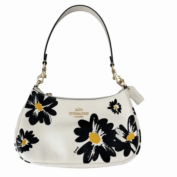 Coach Teri Pebble Leather Shoulder‎ Crossbody Bag Floral Print Chalk Multi CZ587